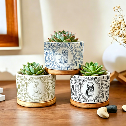 Personalized Pet Portrait Planter, Pet Succulent Planter, Pet Home Decor, Dog Memorial, Dog Remembrance Gift, Gift for Pet Lovers