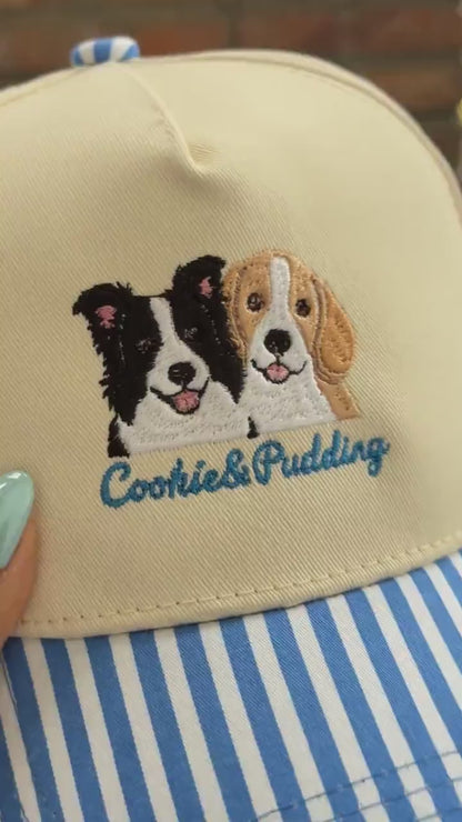 Personalized Embroidered Striped Pet Portrait Baseball Cap