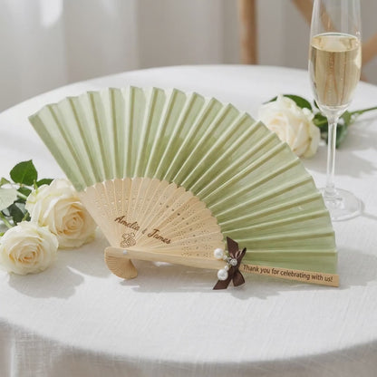 Custom Wedding Fan – Silk Hand Fan for Guests, Personalized Folding Fan Favor