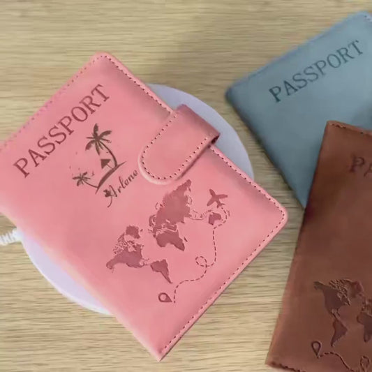 Personalized Leather Passport Holder & Luggage Tag Set: RFID Travel Accessories,Wedding,Travel,Birthday