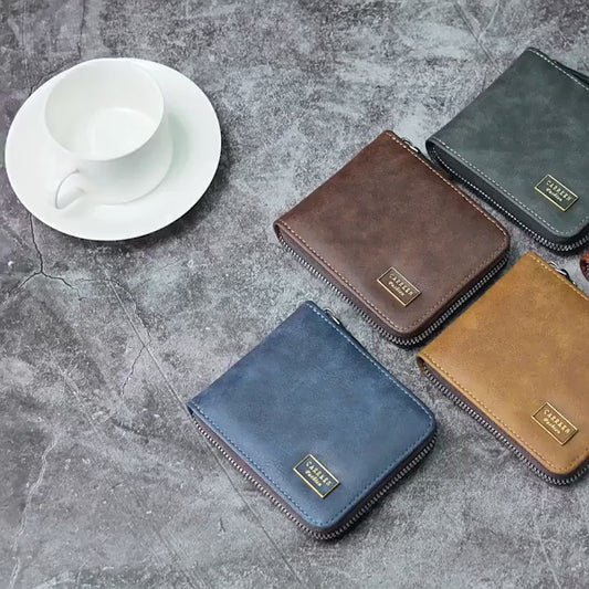 Men's Premium Artificial Leather Wallet with Zipper Closure, Multi-Card Holder & Coin Pocket Suitable for Men, Ideal Gift for Birthday/Father's Day