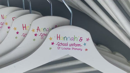 Personalised school uniform hanger set, starting school, coat hanger, keepsake, first day of school, schoolie, pre-school, nursery, kindergarden