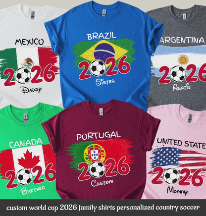 2026 Customized Football Family Outfits | USA, Brazil, Argentina Team T-shirts | World Cup Football Couple Outfits