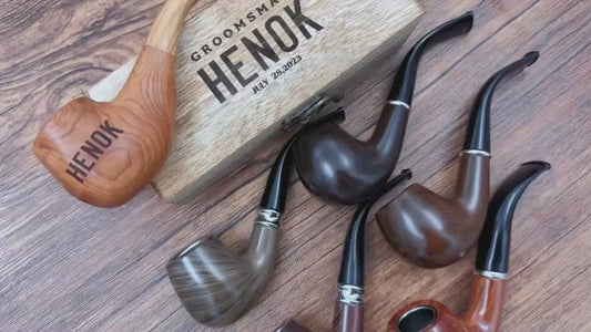 Personalized Handmade Tobacco Smoking Pipe, Groomsman Proposal, Durable Wood Pipe, Birthday Gift for Him, Father's Day gift