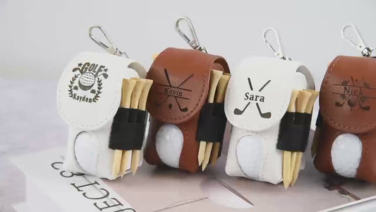 Personalized Leather Golf Ball Bag, Mini Golf Tee Holder, A gift for my father who loves playing golf