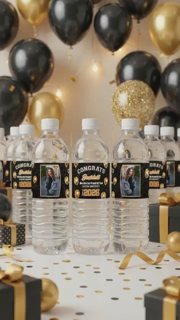 Personalized Congratulations Class of 2026 Water Bottle Label Sticker with Name and Year