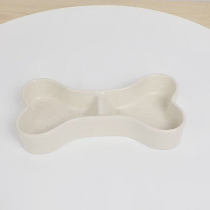 Personalized Ceramic Bone Dog Bowl | Custom Pet Gift, Bone-Shaped Pet Feeder with Separate Food & Water Compartments, Suitable for Small, Medium & Lar