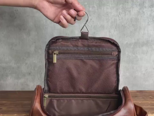 Personalized Men's Leather Toiletry Bag
