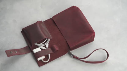 Personalized Leather Cable Organizer, the perfect gift for fathers, making organization easier