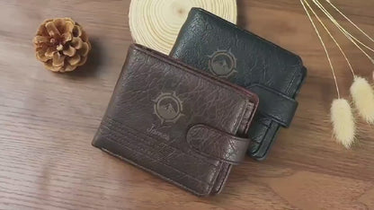 Personalization Wallet for Men Bifold Styles Fasten with Belt Button Buckle, gift for father