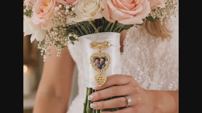Custom Photo Wedding Bouquet Charm,Personalized Memorial Brooch Pin,Groom Lapel Brooch,Bridal Keepsake Gift