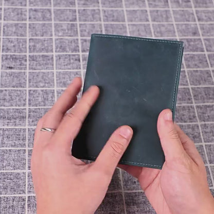 Personalized Leather Passport Holder With AirTag Slot