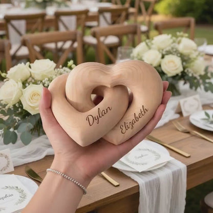 Personalized Wooden Heart Sculpture, Custom Couple Names Gift, Romantic Anniversary Gift, Infinity Heart Keepsake, Minimalist Love Decor