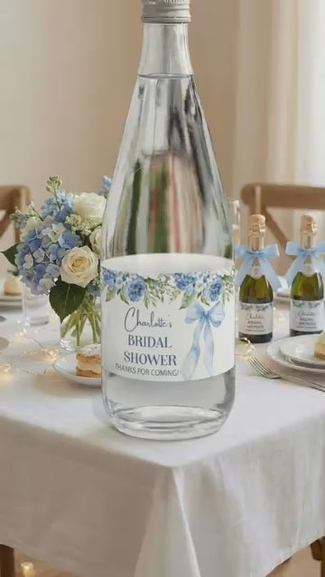 Personalized Flower Bow Wedding Theme Water Bottle Label Sticker