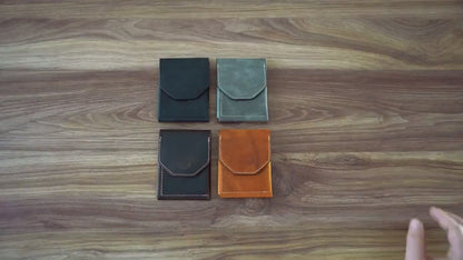 Personalized Leather Cash Wallet for Men, Slim Front Pocket Wallet, Minimalist Vertical Wallet, Magnetic Closure, Father's Day gift