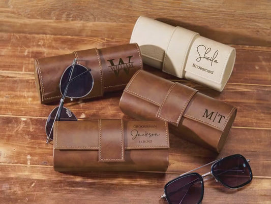 Personalized Leather Sunglasses Box For Father, dad gift