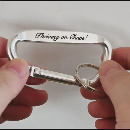 Personalized Carabiner - Engraved Anniversary Gift - Custom Black Message Carabiner- Silver Carabiner Custom