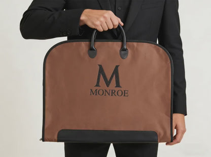 Custom Oxford Cloth Suit Bag, Leather Handle Garment Bag, Monogrammed Carrier,Father's Day Gift