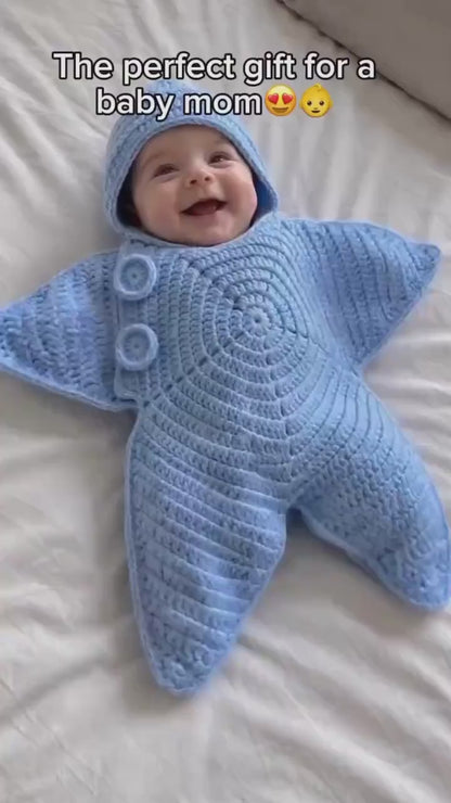 Perosonalized Handmade Crochet Baby Star Cardigan Hoodie | Custom Name Newborn Starfish Cocoon | Baby Shower Gift
